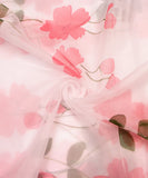 White Floral Hand Paint Organza  Fabric