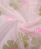 White Floral Hand Paint Organza  Fabric