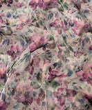 White Floral Printed Organza Fabric