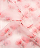 White Floral Printed Organza Fabric