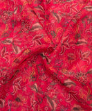 Magenta Floral Printed Organza Fabric