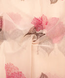 Off White Floral Printed Organza Fabric