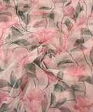 Off White Floral Printed Organza Fabric