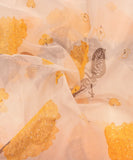 Off White Floral Printed Organza Fabric