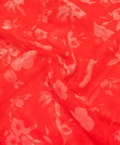 Tomato Red Floral Printed Organza Fabric