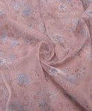 Grey Floral Printed Organza Fabric