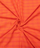 Orange Check Pattern Khadi Fabric