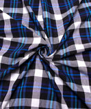 Dark Blue Check Pattern Khadi Fabric