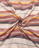Off White Brown Lining Pattern Khadi Fabric