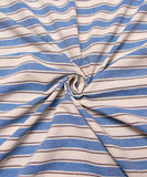 Off White Blue Lining Pattern Khadi Fabric