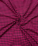 Black Magenta Check Pattern Khadi Fabric