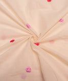 Off White Floral Kora Cotton Embroidery Fabric