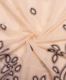 Off White Floral Kora Cotton Embroidery Fabric