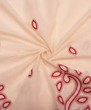 Off White Floral Kora Cotton Embroidery Fabric