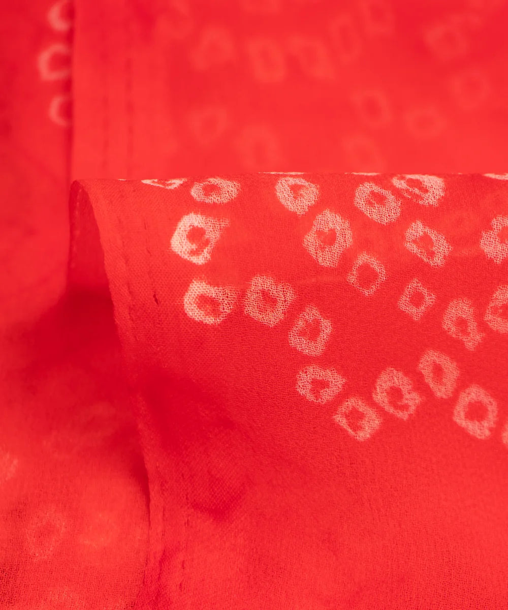Orange Bandhani Print Georgette Fabric