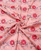 Rose Gold Floral Pattern Embroidery Uppada Silk Fabric