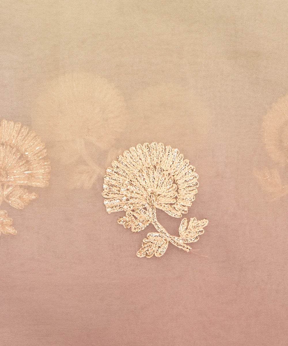 Tie Dye Floral Organza Embroidery Fabric