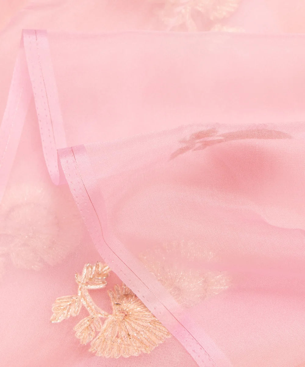 Tie Dye Floral Organza Embroidery Fabric