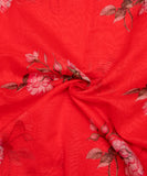 Tomato Red Floral Print Mul Chanderi Fabric