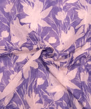 Lavender Floral Print Mul Chanderi Fabric