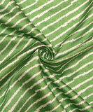 Green Color Lehariya Print Raw Silk Fabric