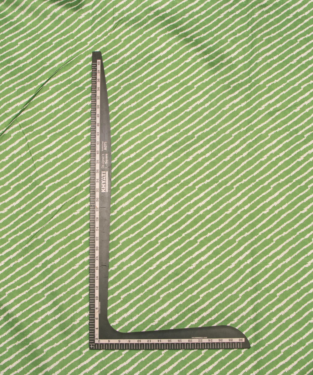 Green Color Lehariya Print Raw Silk Fabric