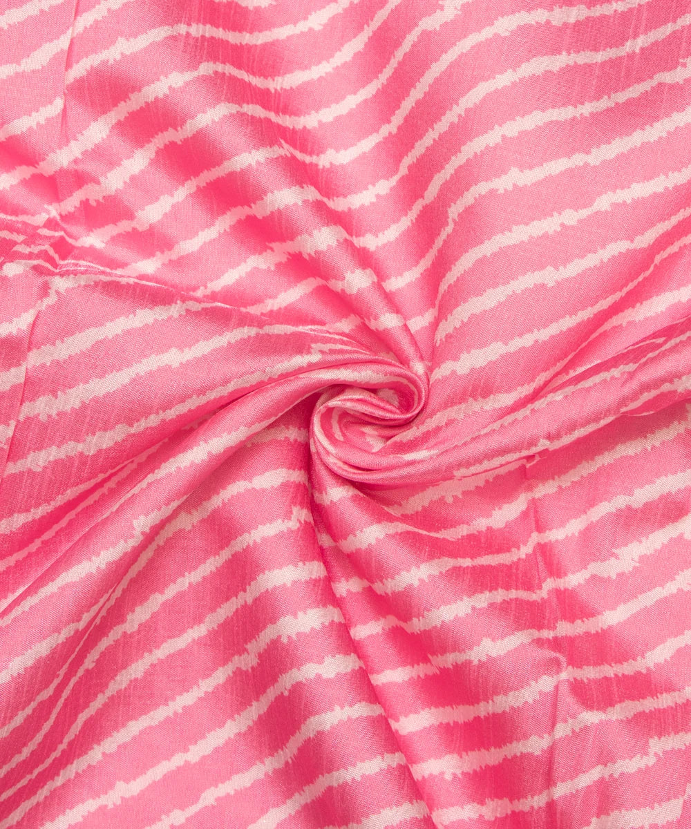 Pink Color Lehariya Print Raw Silk Fabric