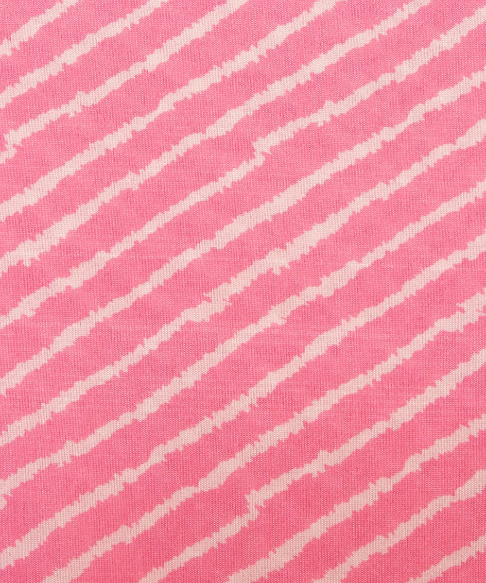 Pink Color Lehariya Print Raw Silk Fabric