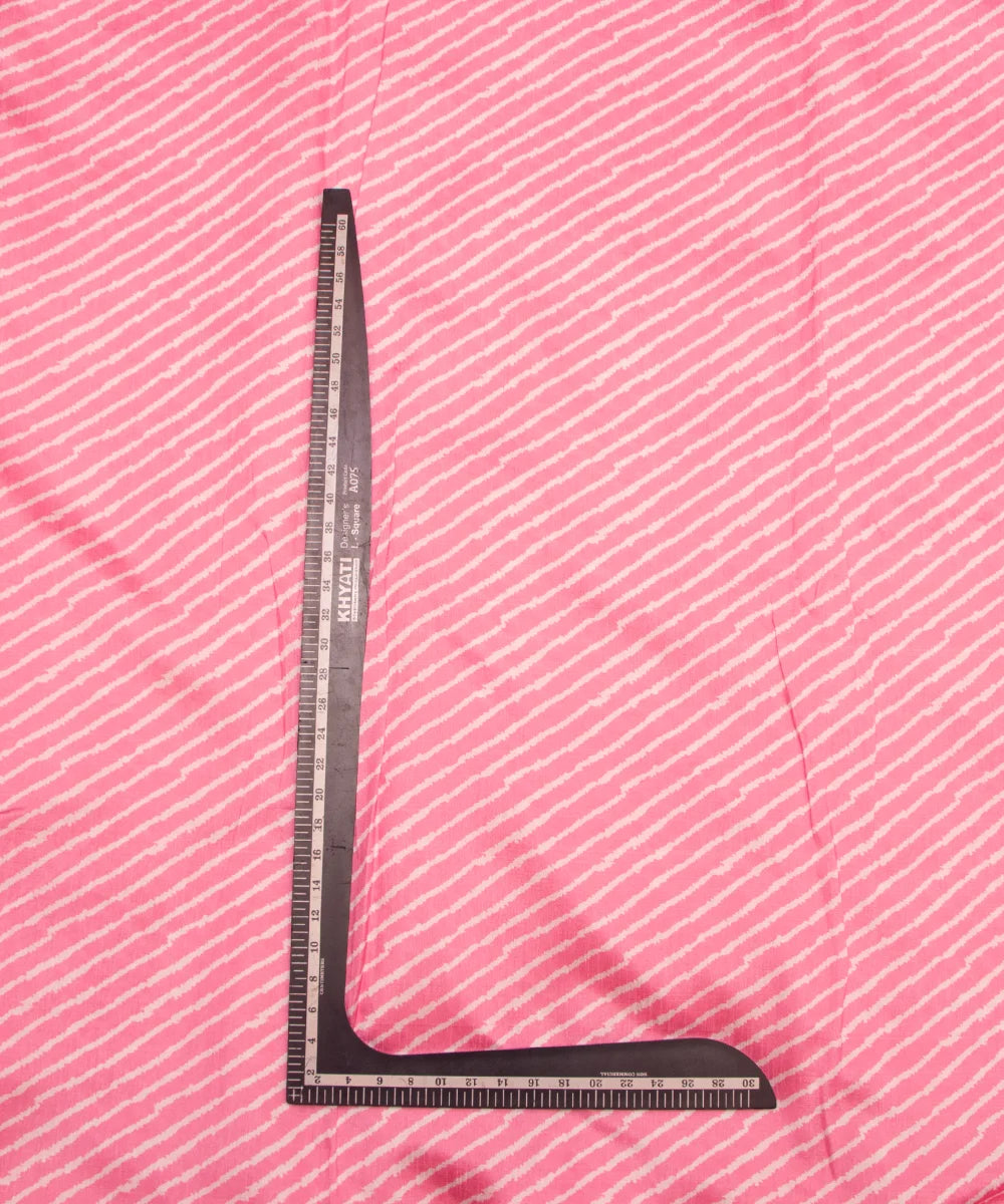 Pink Color Lehariya Print Raw Silk Fabric