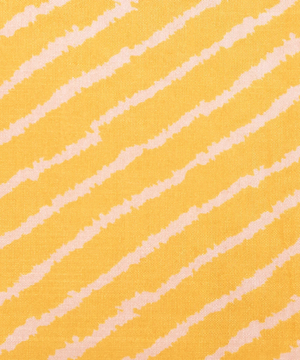 Yellow Color Lehariya Print Raw Silk Fabric