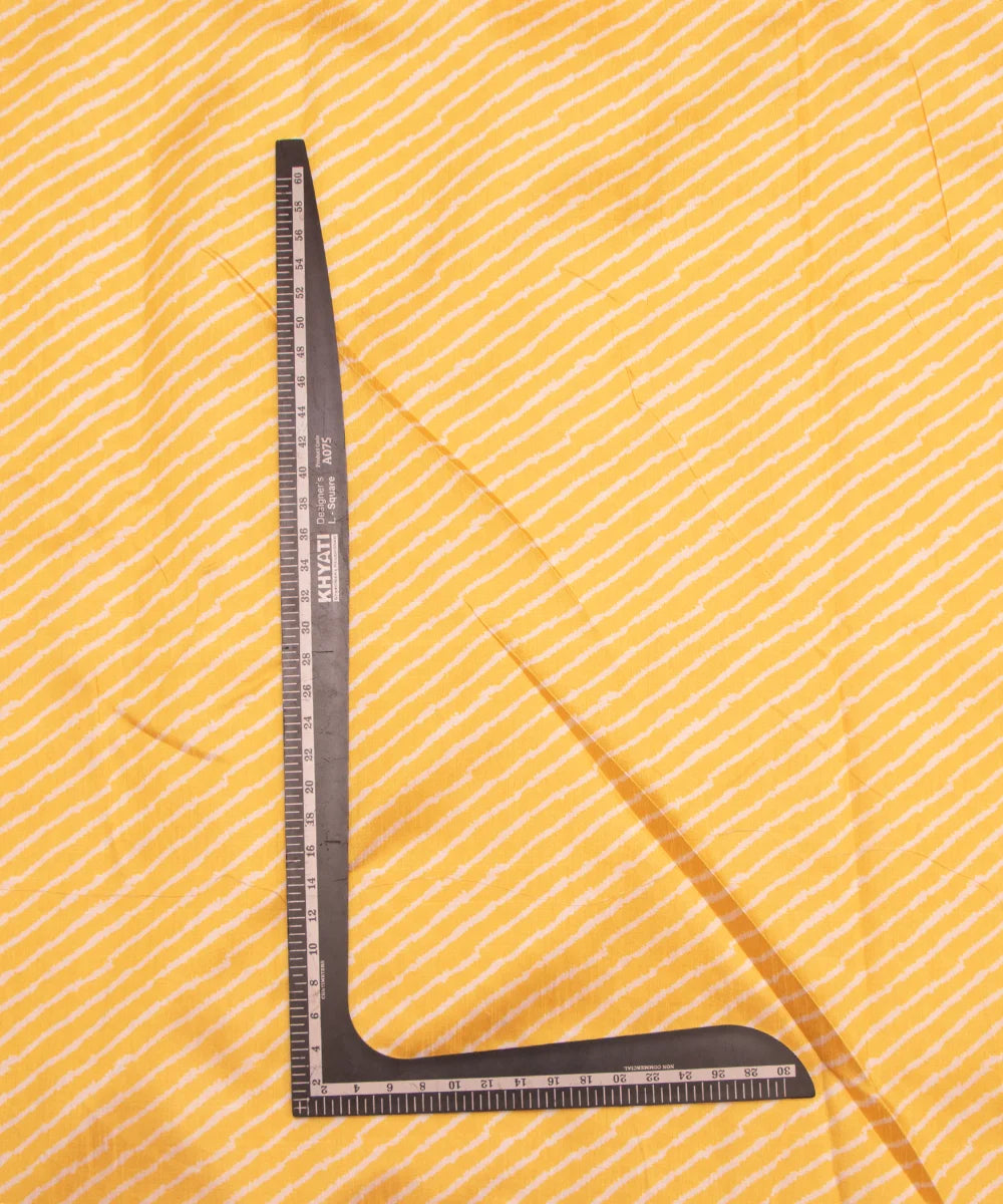 Yellow Color Lehariya Print Raw Silk Fabric