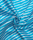 Firozi Color Lehariya Print Raw Silk Fabric