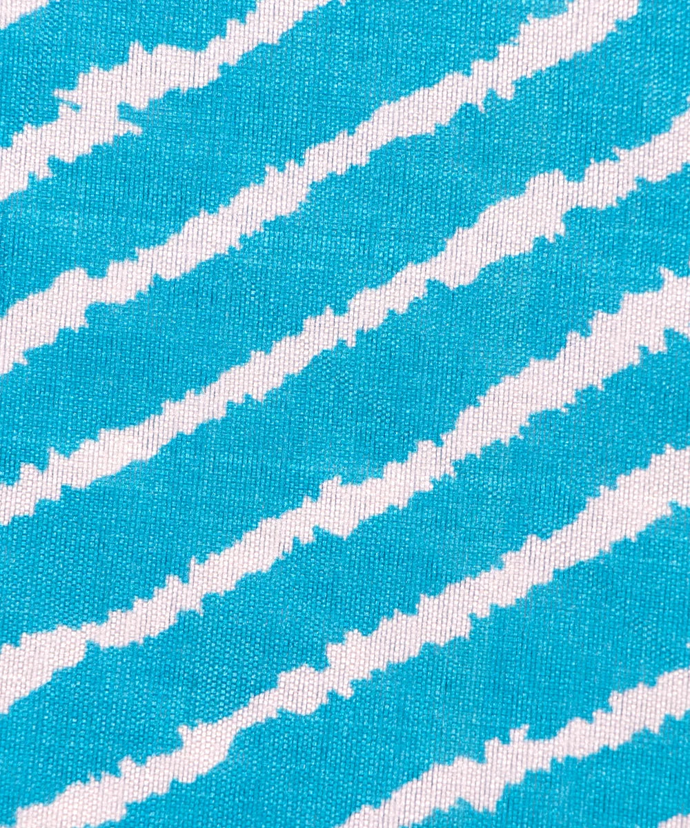 Firozi Color Lehariya Print Raw Silk Fabric