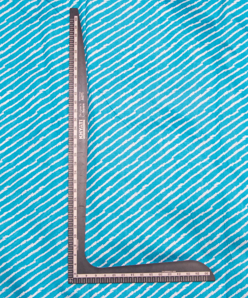 Firozi Color Lehariya Print Raw Silk Fabric