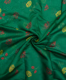 Green Floral Print Mul Chanderi Fabric
