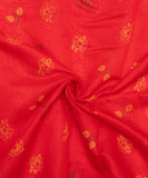Tomato Red Floral Print Mul Chanderi Fabric