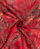 Light Red Paisley Print Mul Chanderi Fabric
