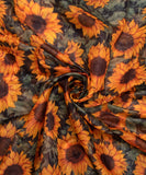 Dark Green Floral Print Mul Chanderi Fabric