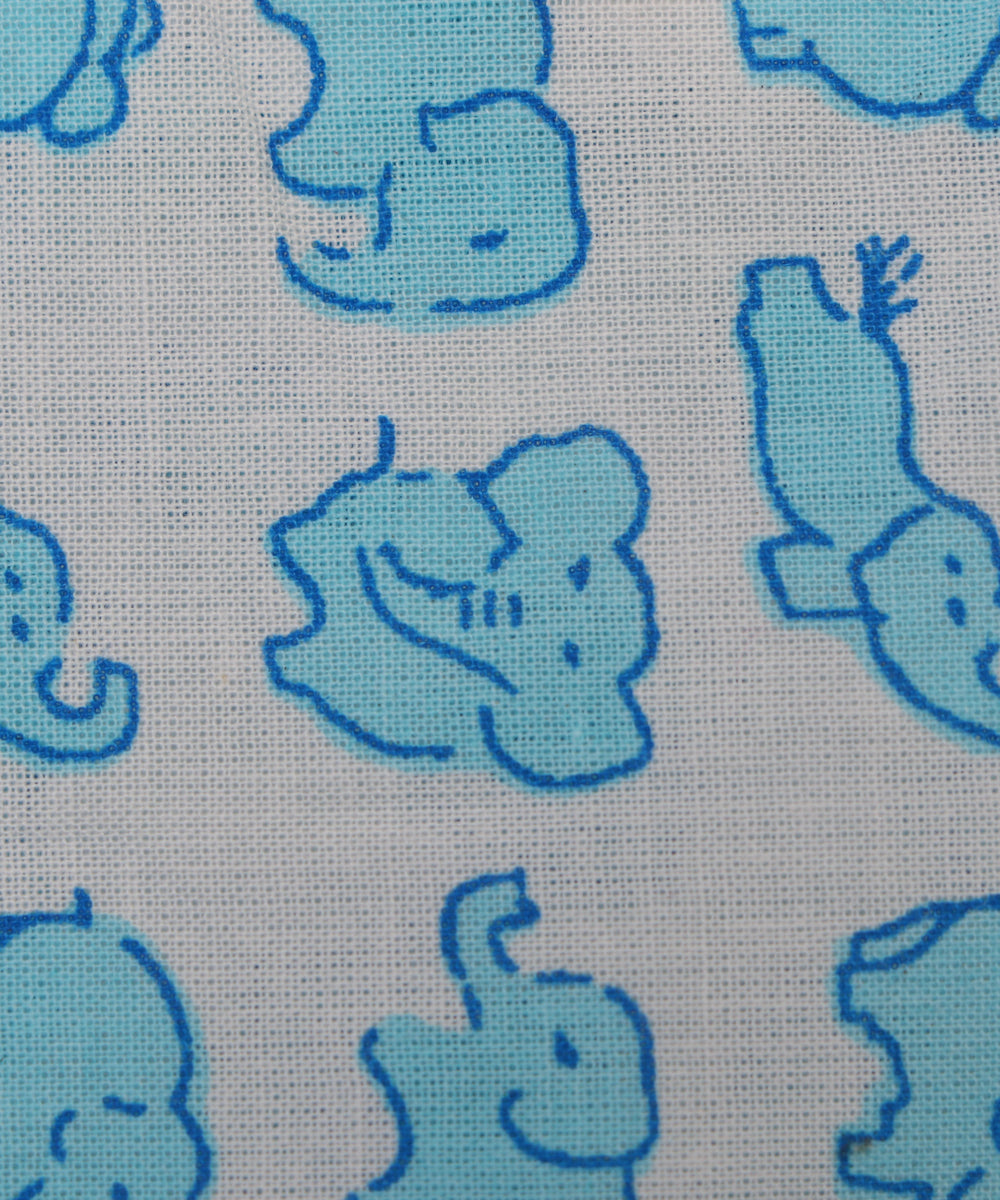 White Colour Animal Printed Cotton Fabric