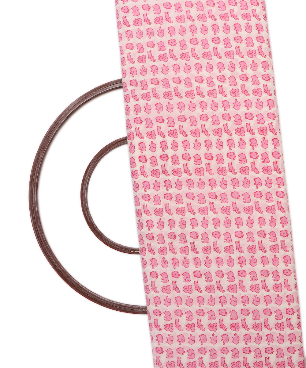 White Colour Animal Printed Cotton Fabric