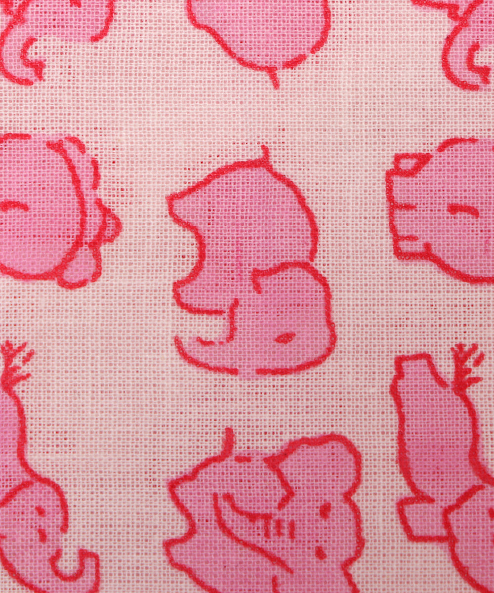 White Colour Animal Printed Cotton Fabric