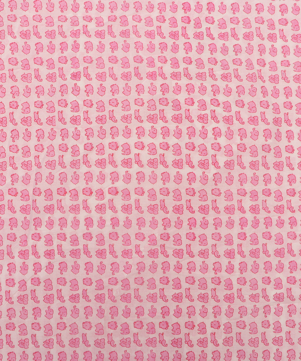 White Colour Animal Printed Cotton Fabric