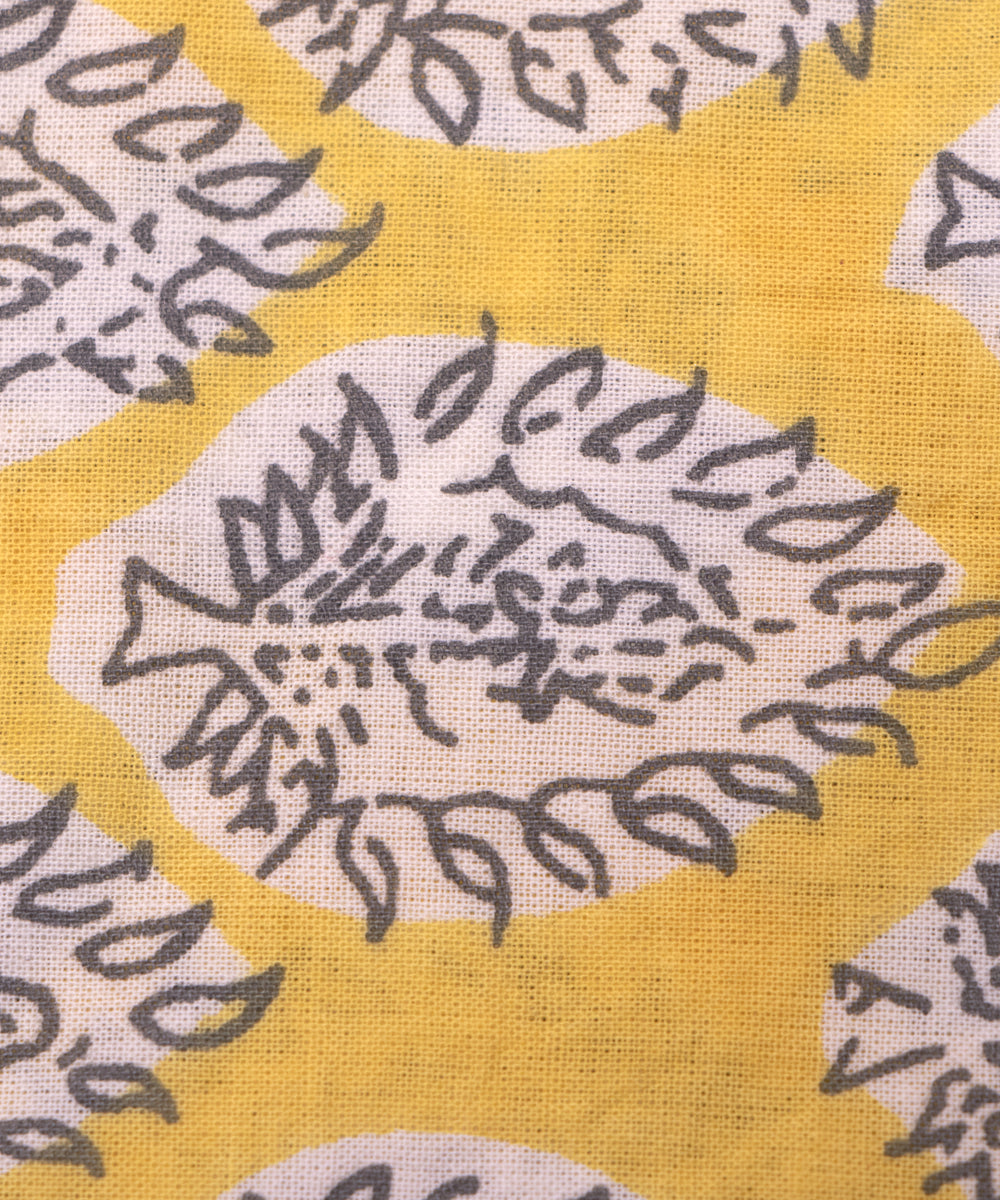 Yellow Colour Floral Printed Cotton Fabric