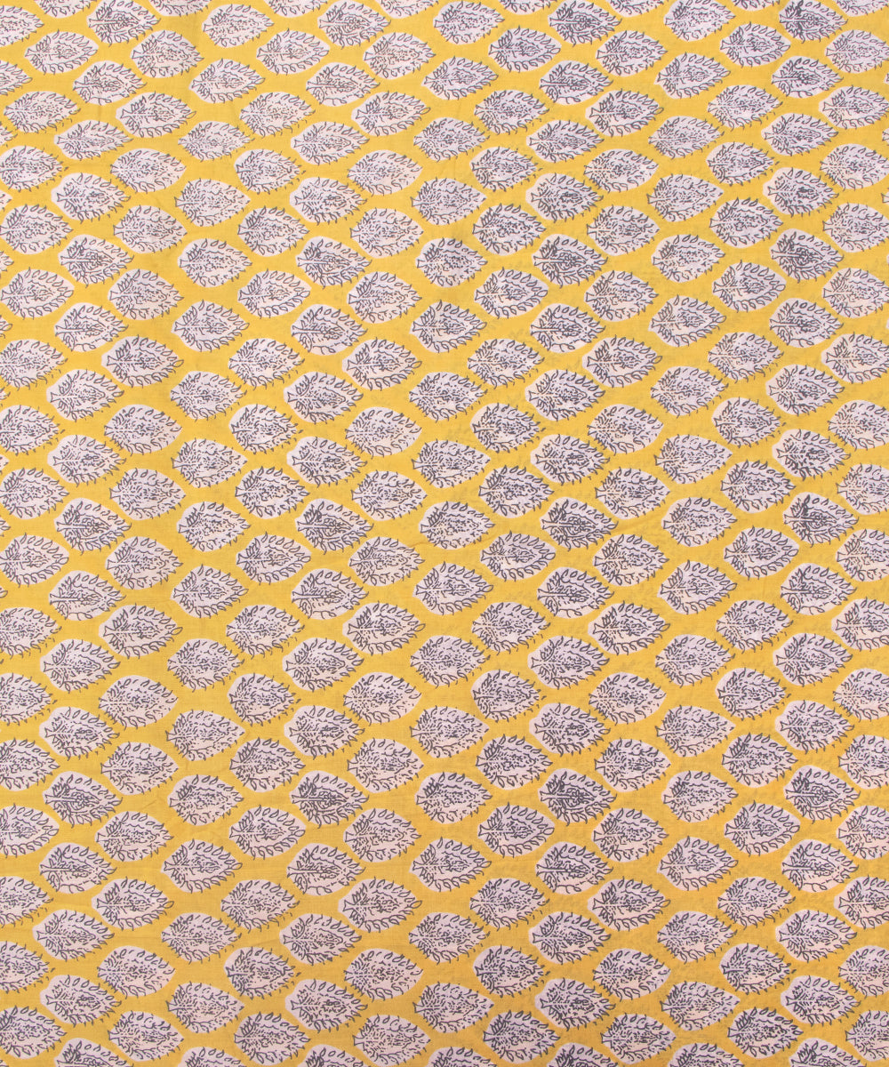 Yellow Colour Floral Printed Cotton Fabric