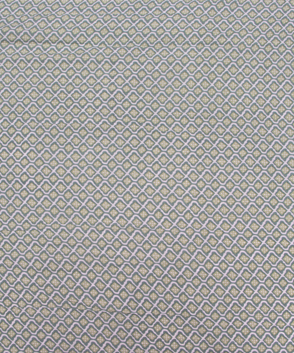 Aquatic Green Colour Geometric Print Cotton Fabric