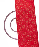 Red Colour Abstract Golden Block Print Rayon Fabric