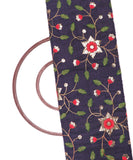 Blue Colour Sequin Floral Pattern Embroidery Raw Silk Fabric ( 1 Meter )