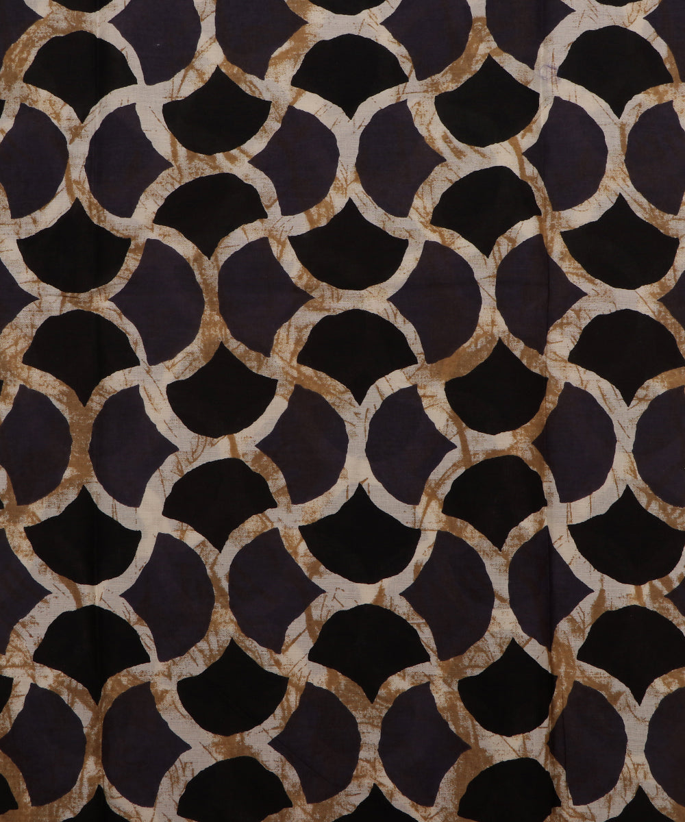 Black Colour Abstarct Print Cotton Fabric ( 2.80 Meter)