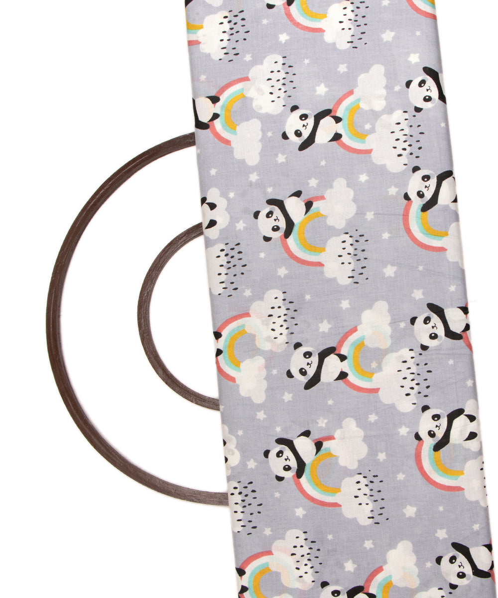 Grey Colour Animal Printed Cotton Fabric