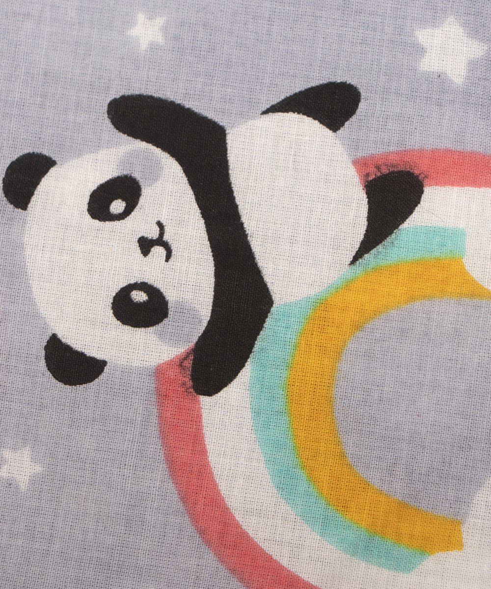 Grey Colour Animal Printed Cotton Fabric